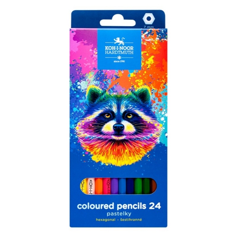 Creioane colorate Koh-i-noor Raton K3554-24L, 24 culori, mina 2.8mm, cutie carton