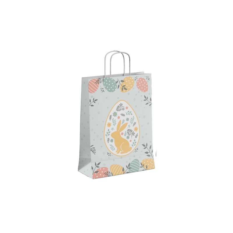 Punga cadou Colorarte 30653, B4, 26x35x12cm, 90g/mp, motive Paste, manere din hartie rasucita