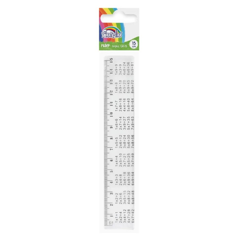 Rigla Fiorello GR-15 / 130-1990, 15cm, plastic, cu tabla inmultirii