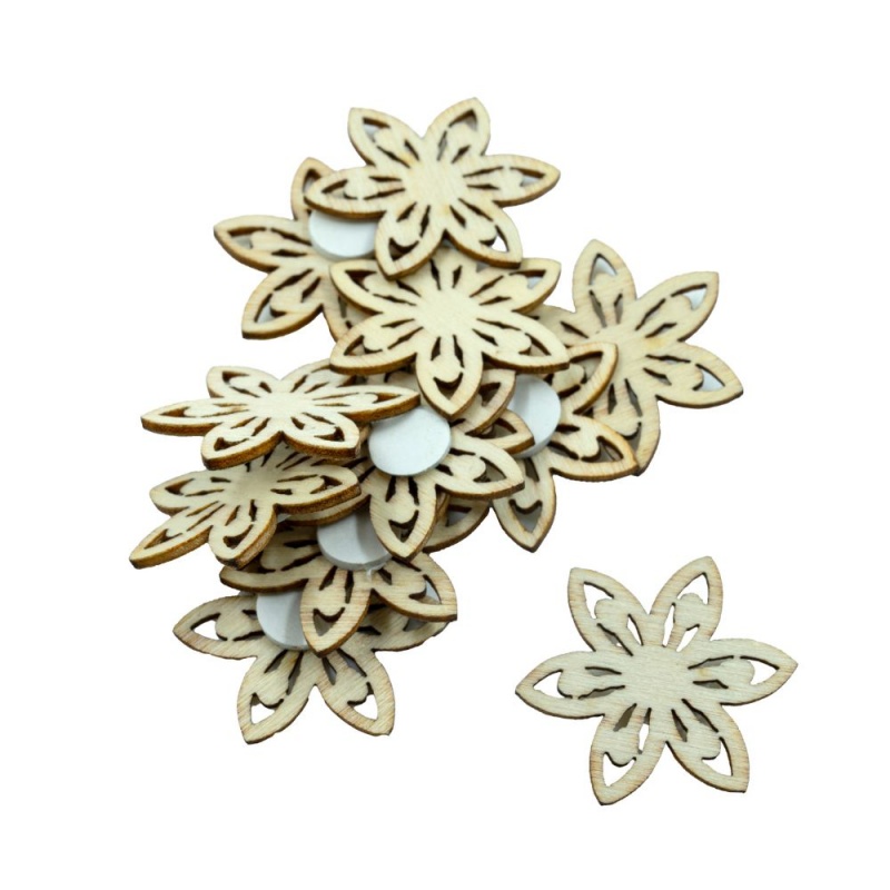 Accesorii creatie - lemn - floare, cu adeziv, set 12 buc, Colorarte