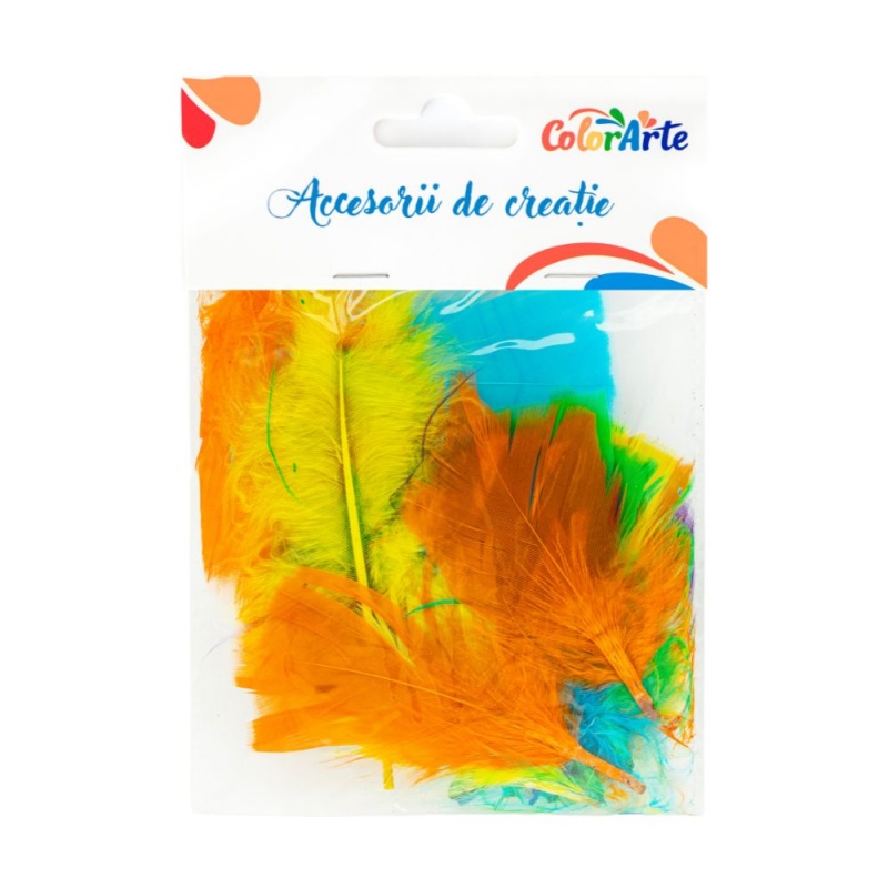 Accesorii creatie - pene colorate, 7-11cm, set 24 buc, Colorarte