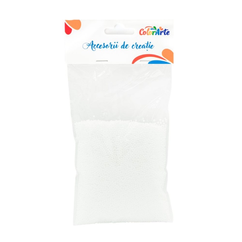Accesorii creatie - polistiren - bile, alb, 2mm, Colorarte, MY004, 10g/punga