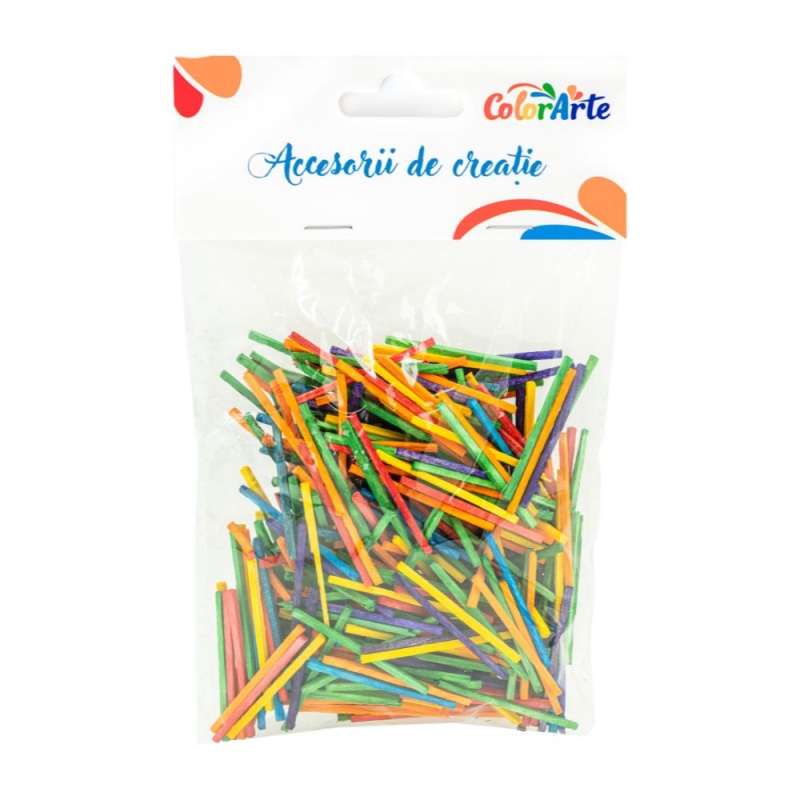 Accesorii creatie - lemn - betisoare mici chibrit, diverse culori, set 400 buc, Colorarte