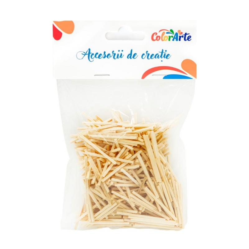 Accesorii creatie - lemn - betisoare mici chibrit, natur, set 400 buc, Colorarte