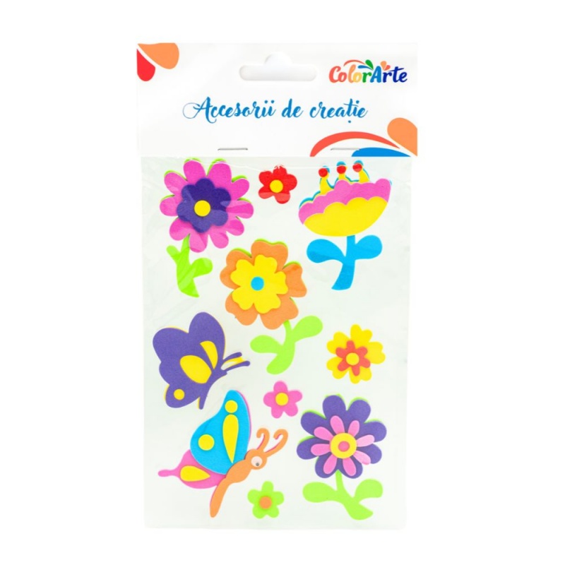 Forme decorative - hartie gumata - flori si fluturi, 62-42mm, Colorarte