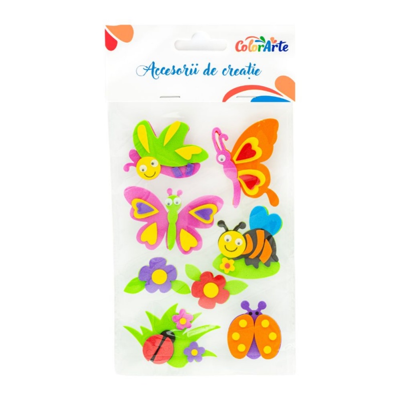 Forme decorative - hartie gumata - fluturi si buburuze, 28-70mm, Colorarte