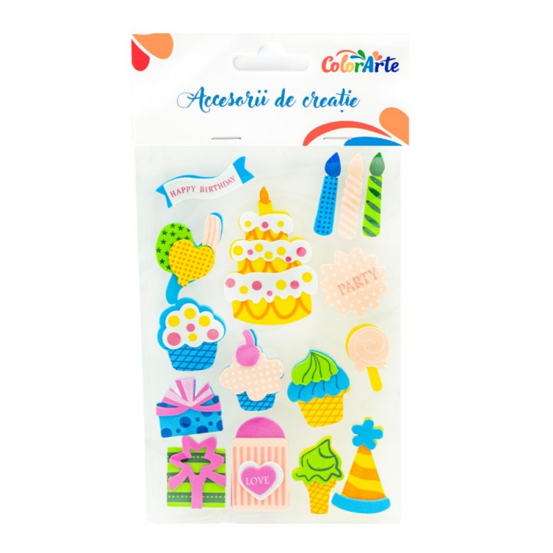 Forme decorative - hartie gumata - motive petrecere, 62-42mm, Colorarte