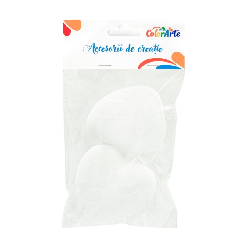 Accesorii creatie - polistiren - inima, 8cm, set 2 buc, Colorarte