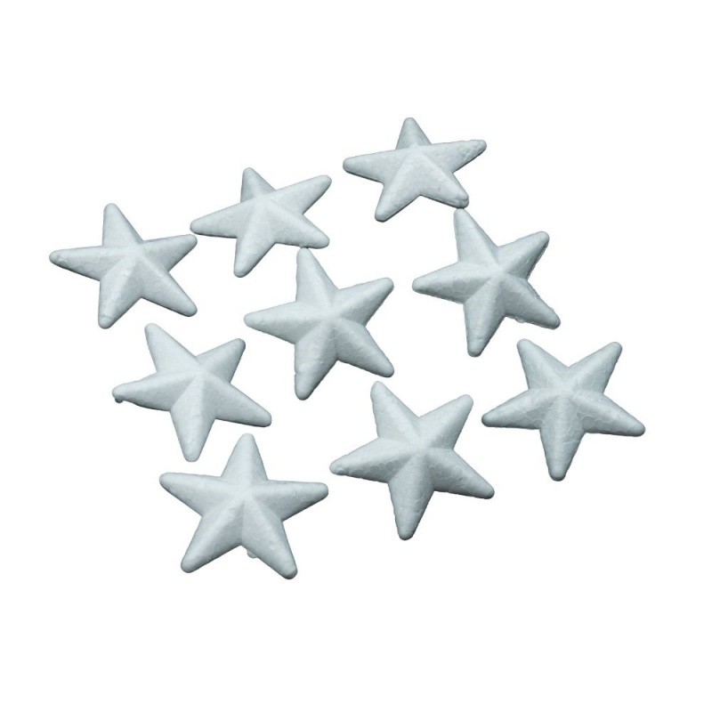 Accesorii creatie - polistiren - stea, alb, 5cm, set 10 buc, Colorarte