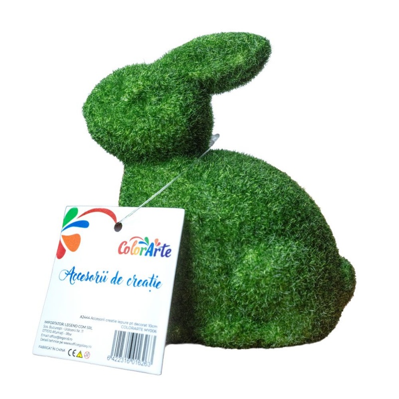 Accesorii creatie - polistiren - iepure, verde, 10cm, cu sclipici, Colorarte