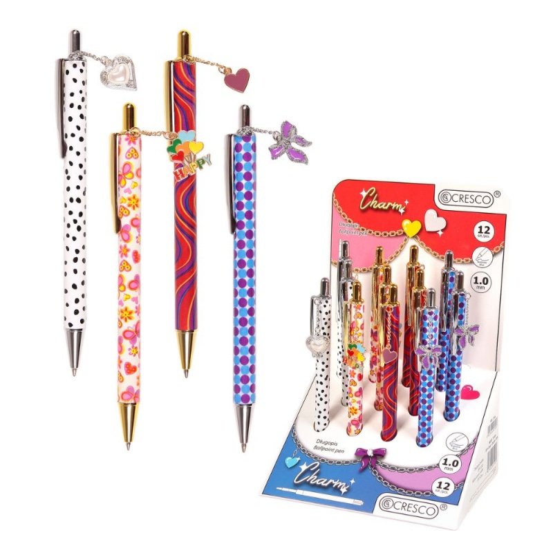 Pix cu bila Cresco Charm 751000, cu mecanism, cu pandantiv metalic, diverse modele, scris albastru