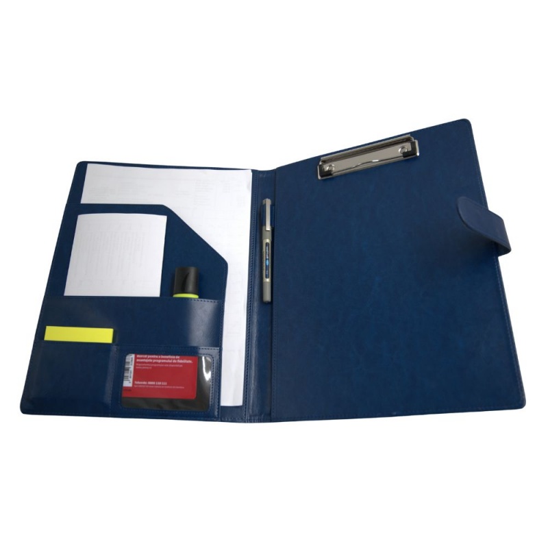 Mapa conferinta CNX 809, A4, imitatie piele, albastru, cu clipboard si inchidere magnetica