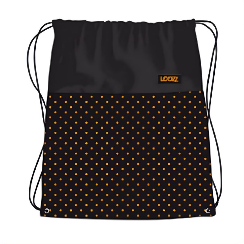 Rucsac cu snur pentru copii St.Majewski Golden Dots, negru, 691447