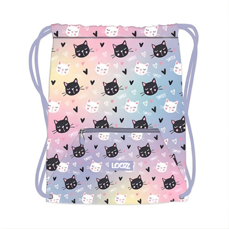 Rucsac cu snur pentru copii St.Majewski Happy Cats, negru, 720185