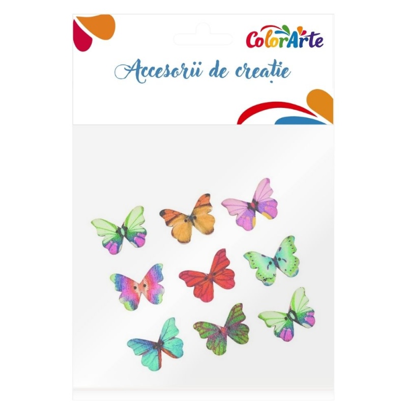 Accesorii creatie - lemn - fluturi povesti, set 10-12 buc, Colorarte