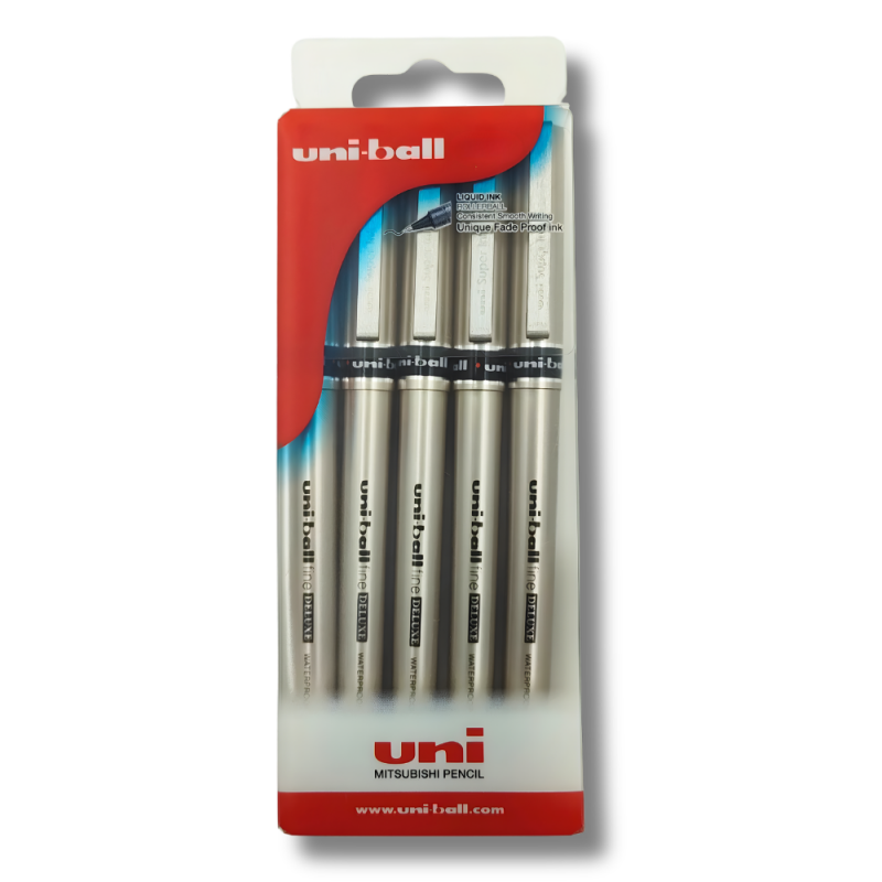 Roller Uni-ball DeLuxe UB-177, 0.7mm, corp auriu, detalii in culoarea scrisului. set 5 buc, diverse culori