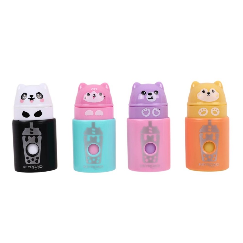 Ascutitoare simpla Keyroad Bounce Buddies KR980095, 1 orificiu, plastic, cu rezervor, diverse culori, 1 buc / blister