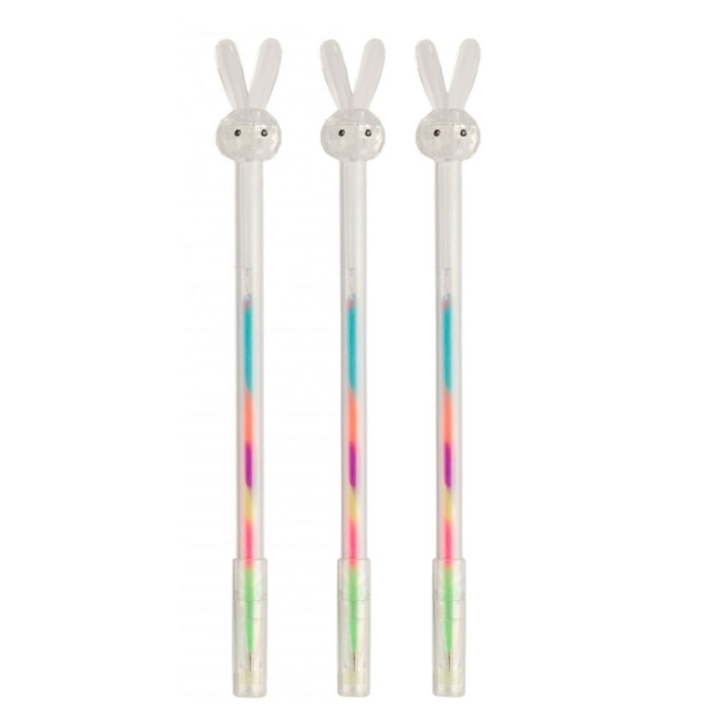 Pix cu gel CNX GP254-48, 0.8mm, cu capac, corp transparent, scris neon multicolor, model iepure