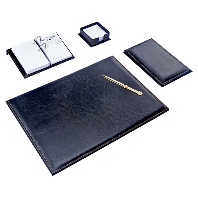 Set pentru birou Nova BR-0500, imitatie piele, 5 piese, negru