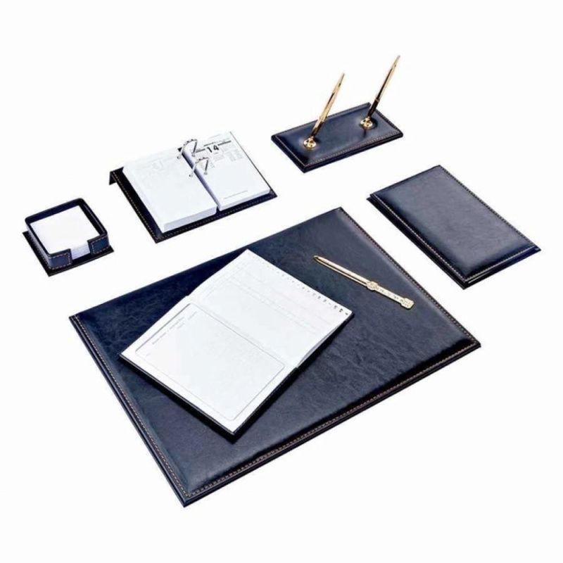 Set pentru birou Nova BR-0700, imitatie piele, 7 piese, negru