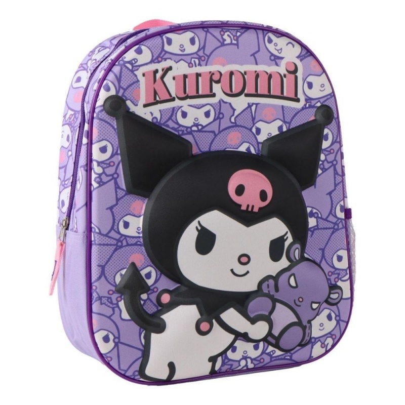 Ghiozdan gradinita 3D Cerda Kuromi, 25cm, 1 compartiment, 25x30x12cm, 629842