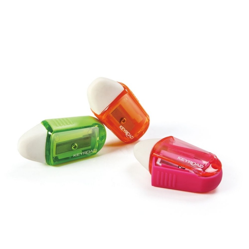 Ascutitoare simpla Keyroad Twist KR970711, 1 orificiu, plastic, rotativa, cu radiera, pe blister