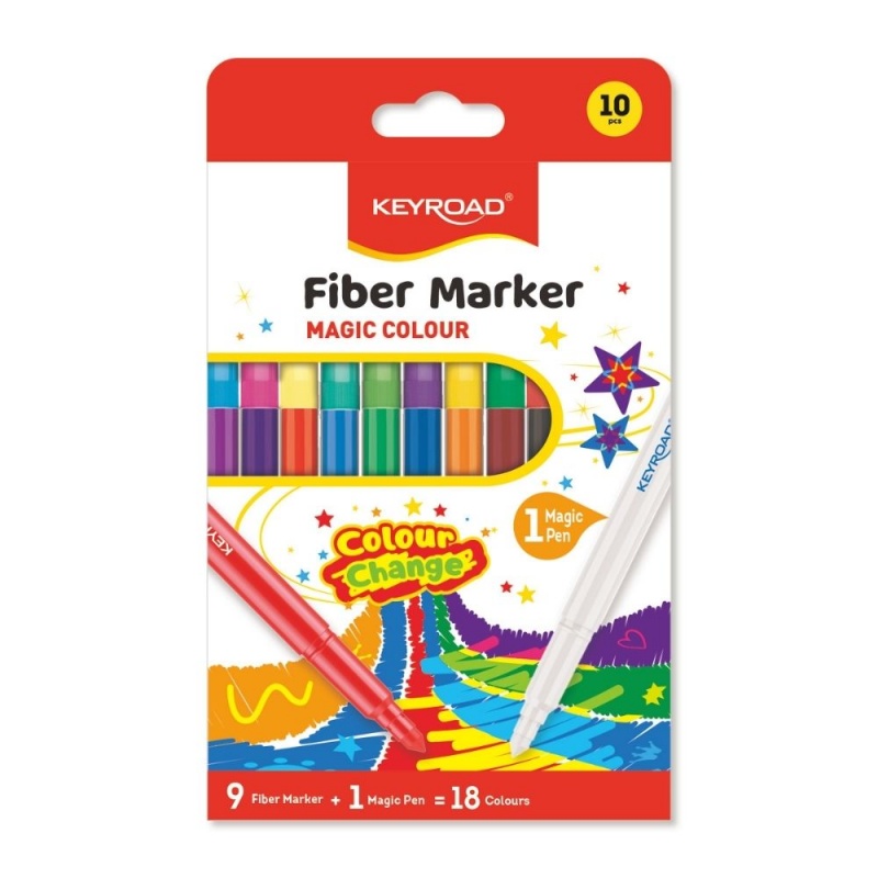 Carioci colorate Keyroad Color Change KR972227, 9 carioci + 1 magic pen, 18 culori
