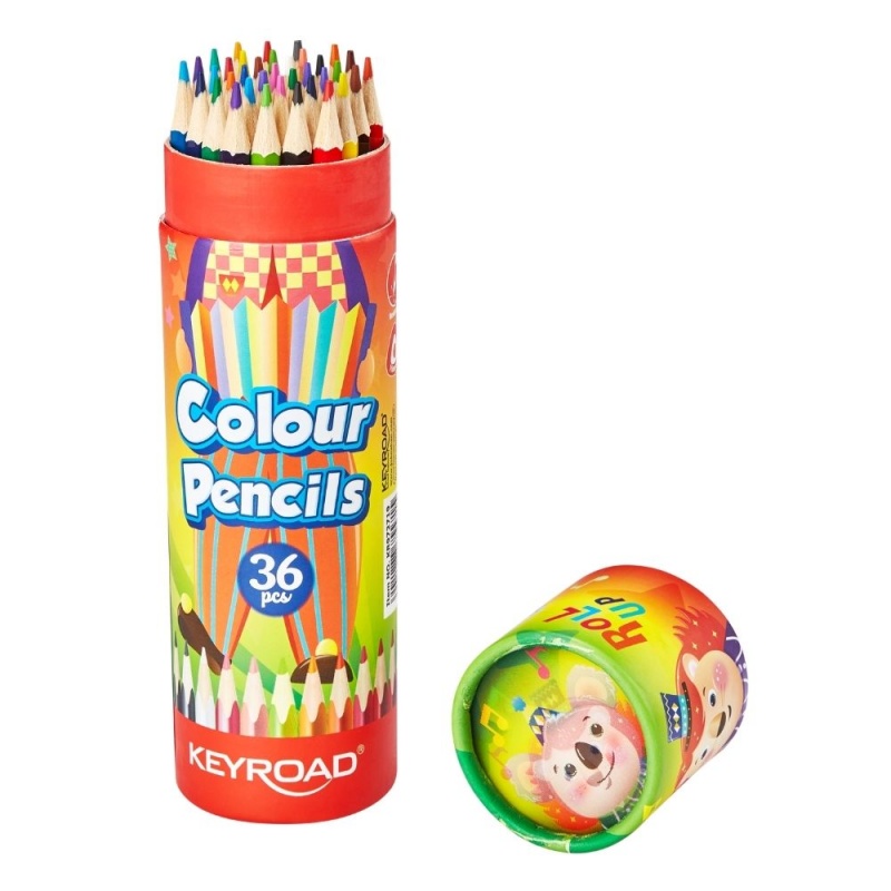 Creioane colorate Keyroad KR972719, triunghiulare, 36 culori, cutie carton