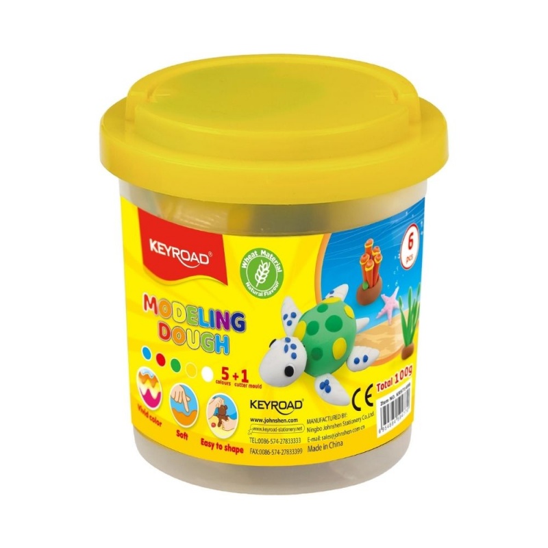 Plastilina Keyroad Dough KR971498, 5x20g, alb, galben, rosu, verde, albastru, + matrita, 5 culori
