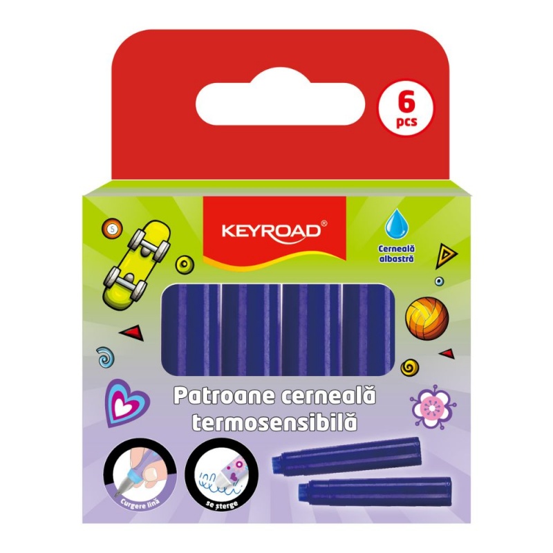 Patroane cerneala KEYROAD KR990287, cerneala albastra termosensibila, set 6 buc