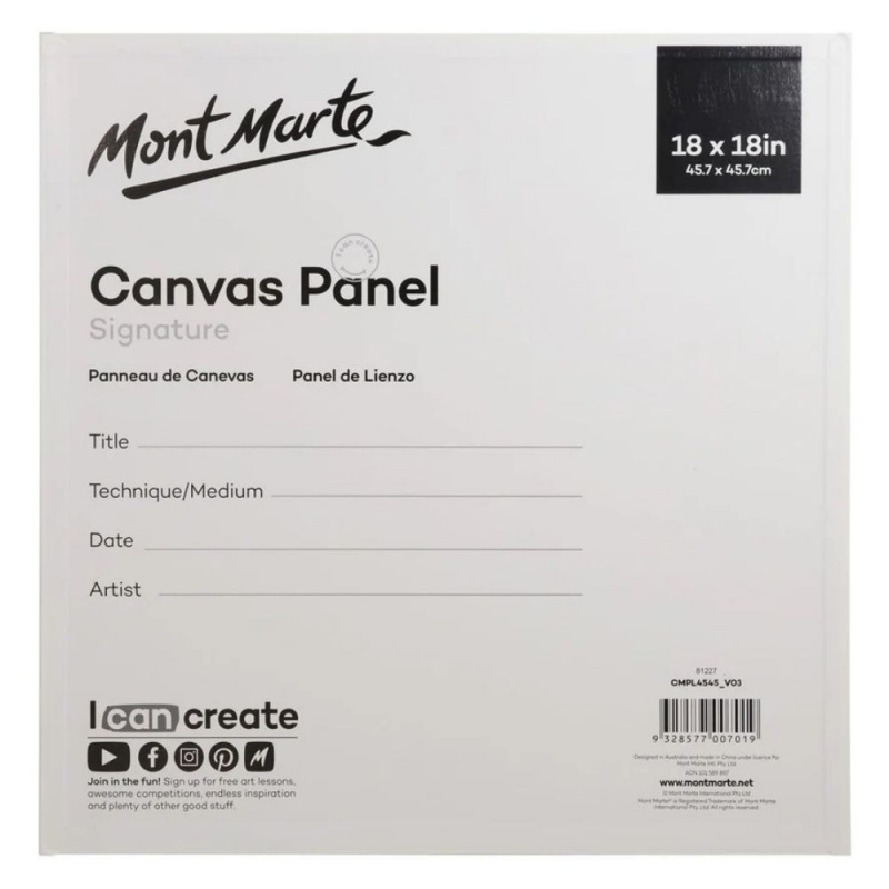 Panza pictura 45.7x45.7cm, Mont Marte, CMPL4545, 3mm (carton panzat)