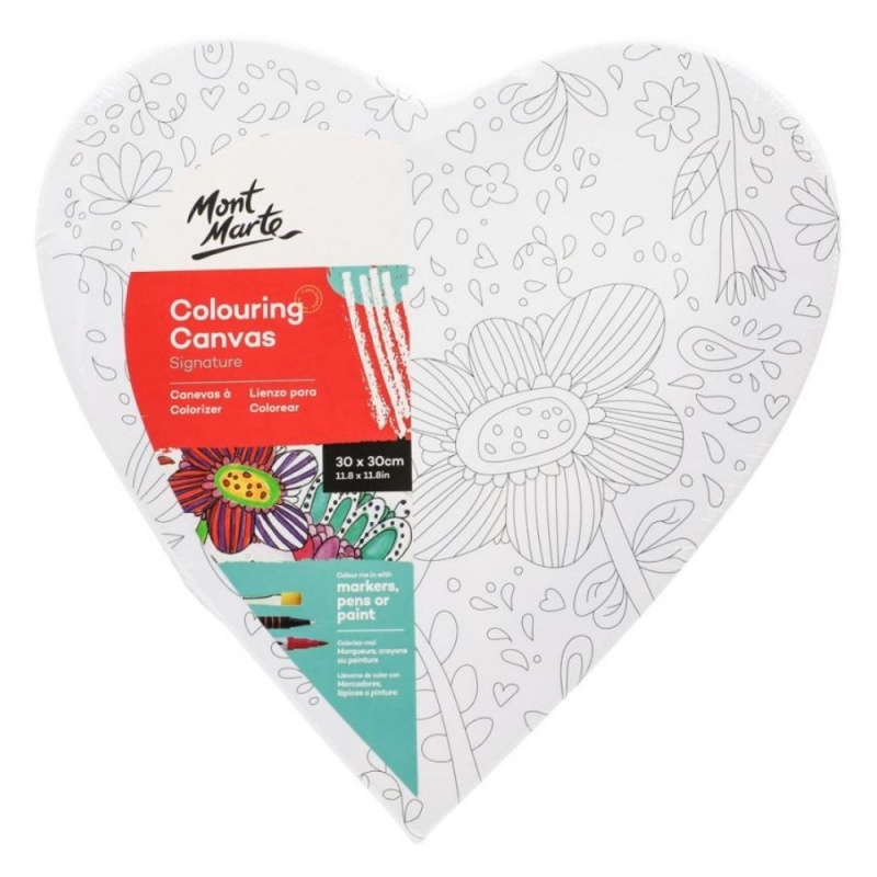 Panza pictura 30cm, Mont Marte - sasiu lemn, imprimata diverse modele, inima, CAHT0030