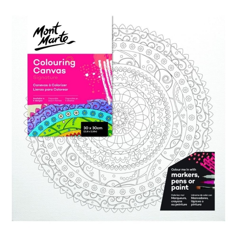 Panza pictura 30x30cm, Mont Marte - sasiu lemn, imprimata model Mandala, CACL3030B