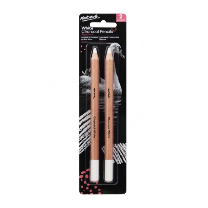 Creion grafit Mont Marte MPN0097, carbune alb, set 2 buc jumbo