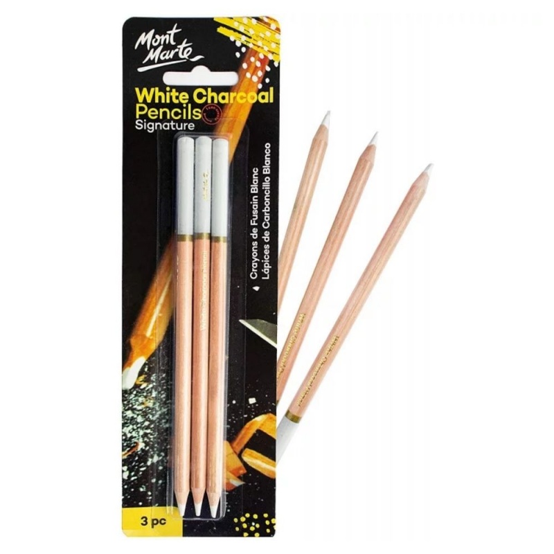 Creion grafit Mont Marte MPN0041, carbune alb, set 3 buc