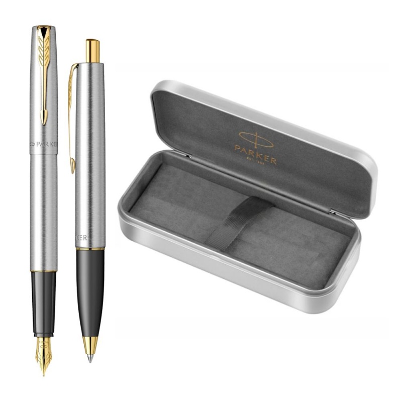 Set cadou stilou + pix Parker Frontier SS-GT, cutie metalica