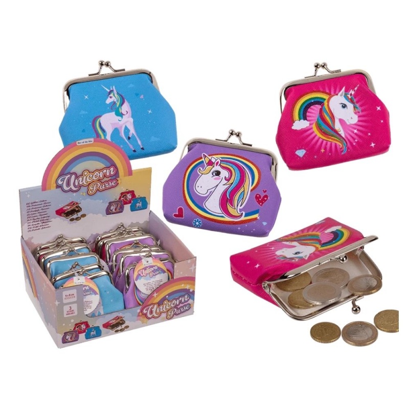 Portofel Out of the blue, mini cu unicorn, material PVC, 3 culori asortate, 9x8cm, 230073 / 36365