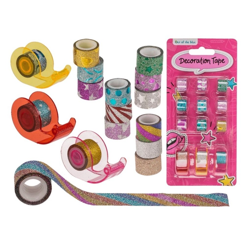 Banda decorativa mini, cu 3 dispensere, 13mm, diverse modele, Out of the blue, 29/2873 / 37103, set 12 buc