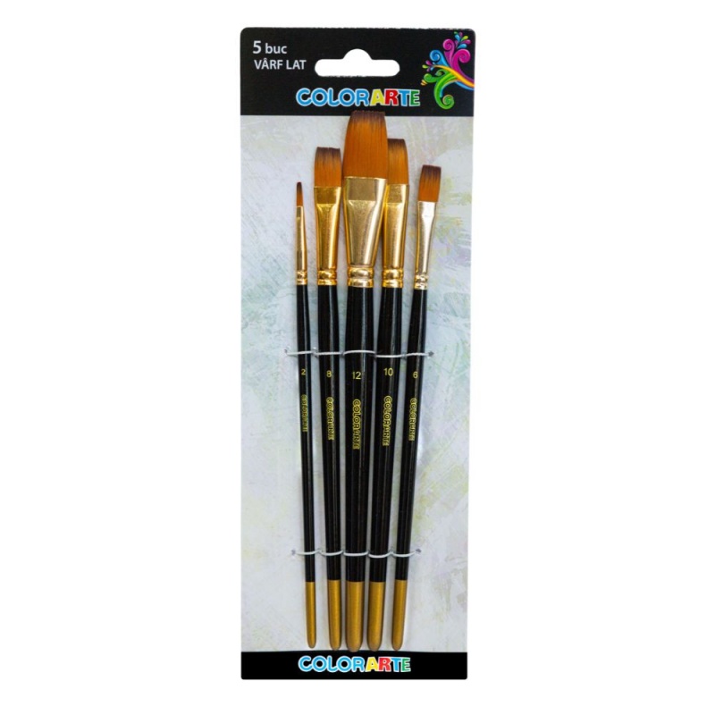 Pensula Colorarte DB20501, varf lat, set 5 bucati