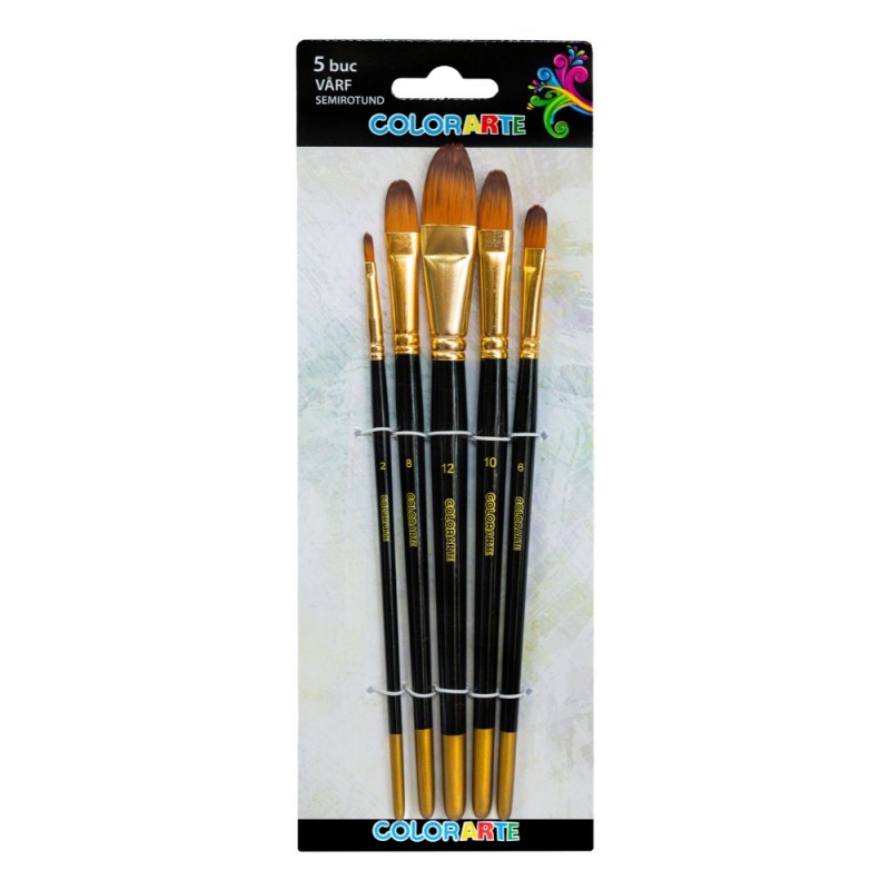 Pensula Colorarte DB20502, varf semirotund, set 5 bucati
