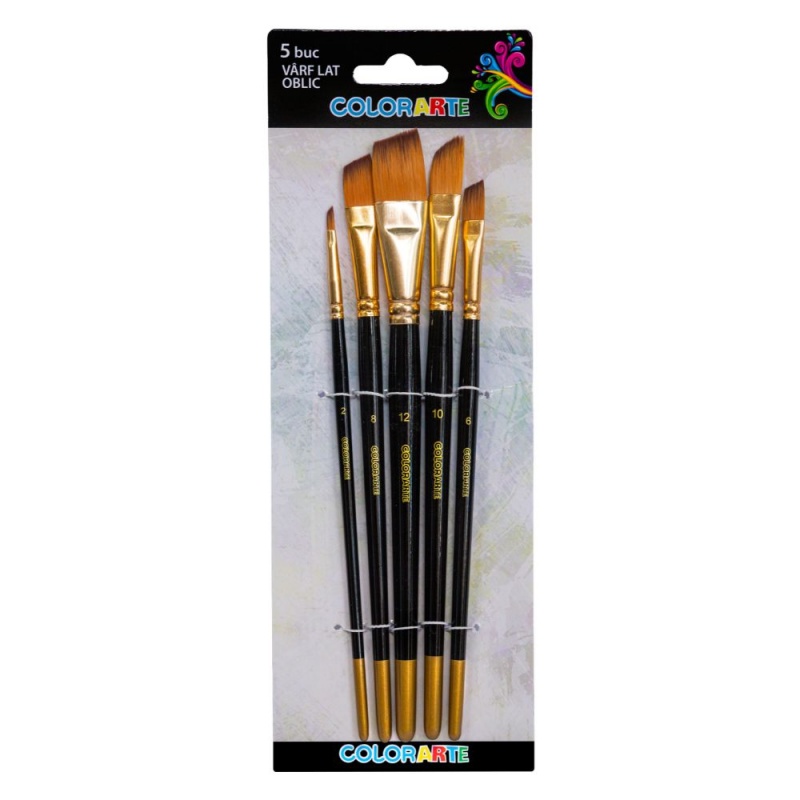 Pensula Colorarte DB20504, varf lat oblic, set 5 bucati