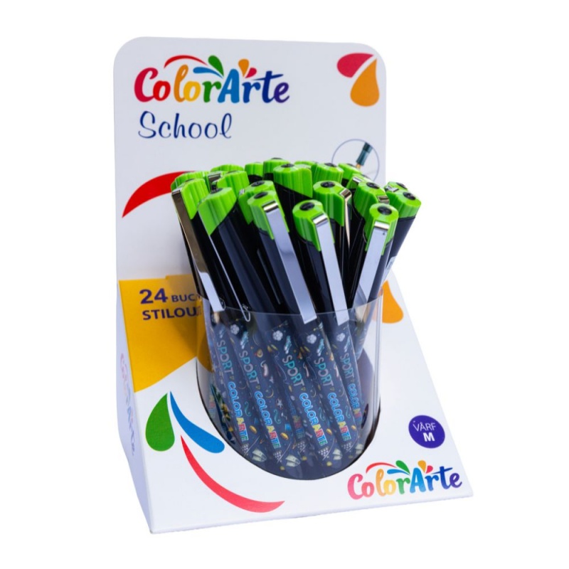 Stilou Colorarte 1034B, alimentare rezerve, corp plastic diverse culori, model baieti