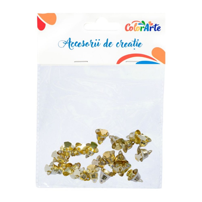 Accesorii creatie - clopotei metal, aurii, 15mm, set 20 buc, Colorarte MTCR-BD167