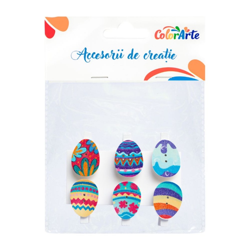 Accesorii creatie - lemn - carlig oua 2, 10x8cm, set 6 buc, Colorarte MTCR-WDC312