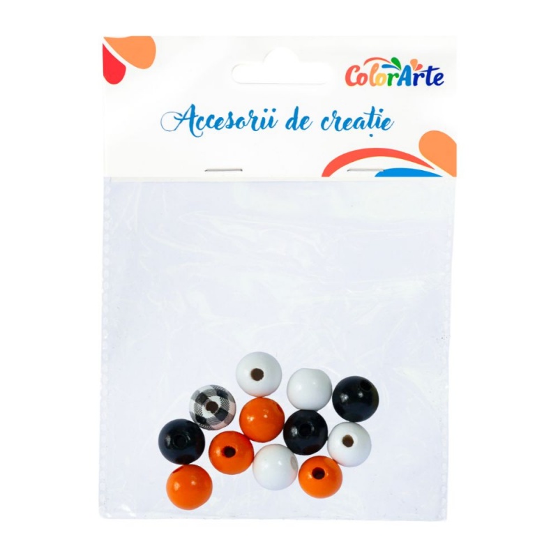 Accesorii creatie - lemn - bile colorate, 1.6cm, set 12 buc, Colorarte MTCR-WDC1180