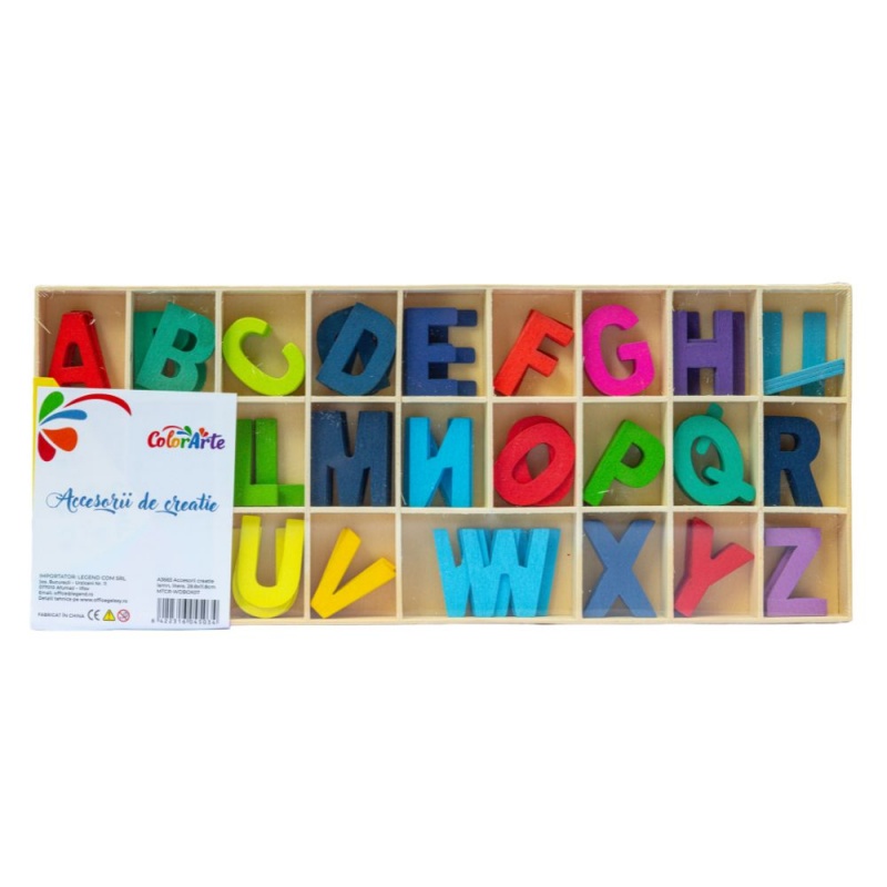 Accesorii creatie - lemn - litere, 3cm, Colorarte MTCR-WDBOX07
