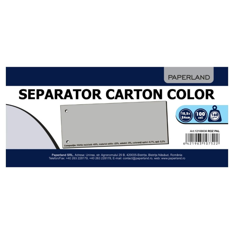 Separator carton PaperL, A7, culori pale, set 100 buc