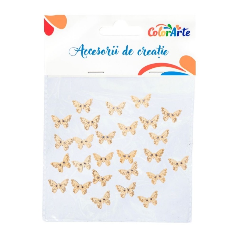Accesorii creatie - lemn - nasturi, 17x23mm, fluturi, set 25 buc, Colorarte MTCR-WDY014
