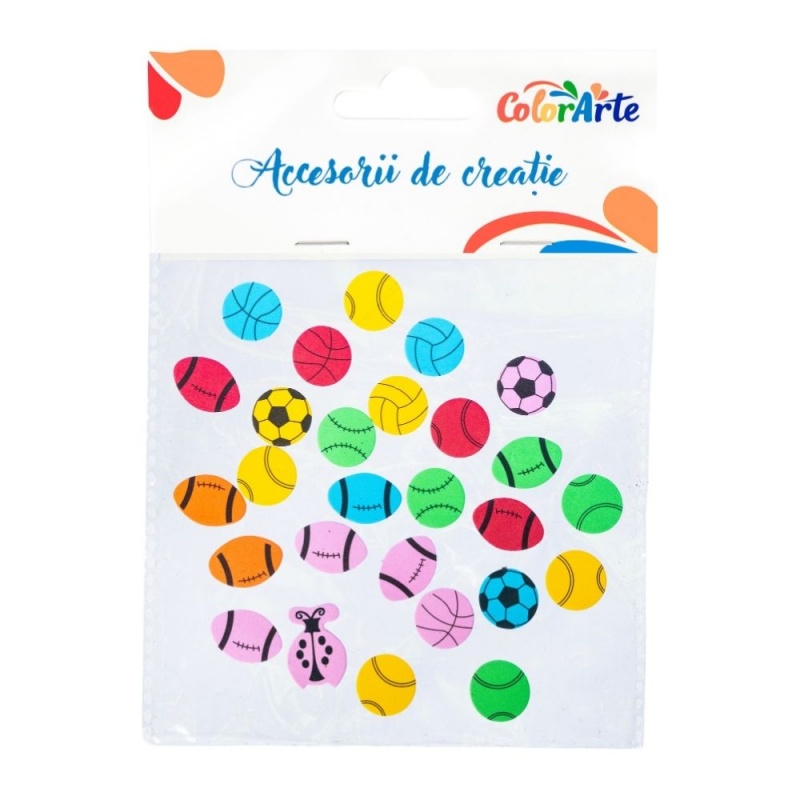 Accesorii creatie - mingi diverse fetru, autoadezive, 3.2cm, set 25 buc, Colorarte, MTCR-EA090