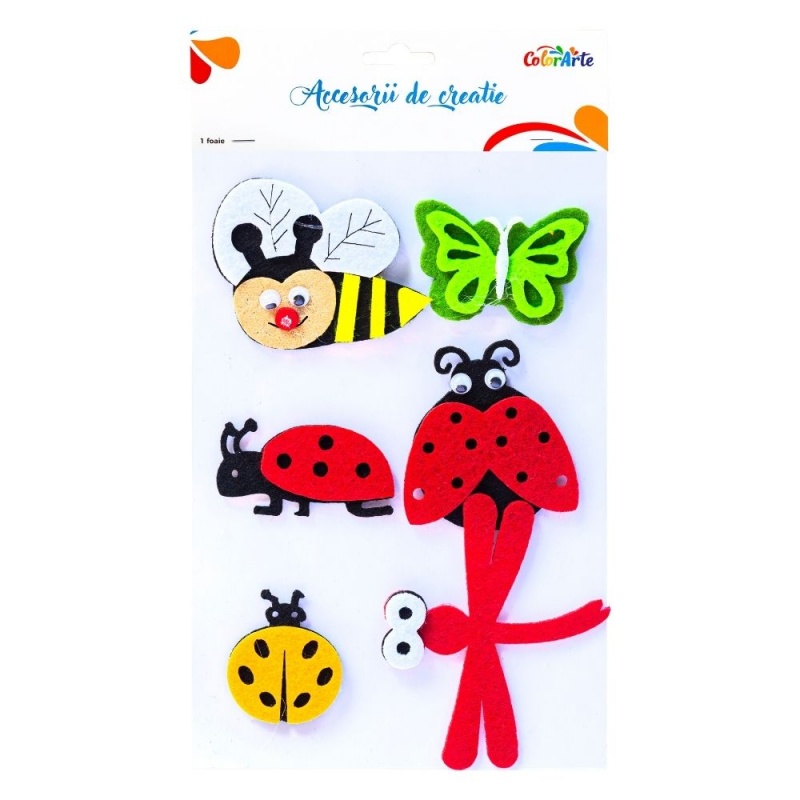 Accesorii creatie - insecte fetru, autoadezive, 18x11cm, Colorarte, MTCR-EA335